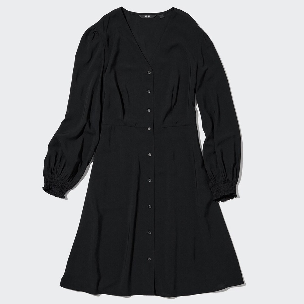 Uniqlo V-Neck Long-Sleeve Flare Mini
Dress